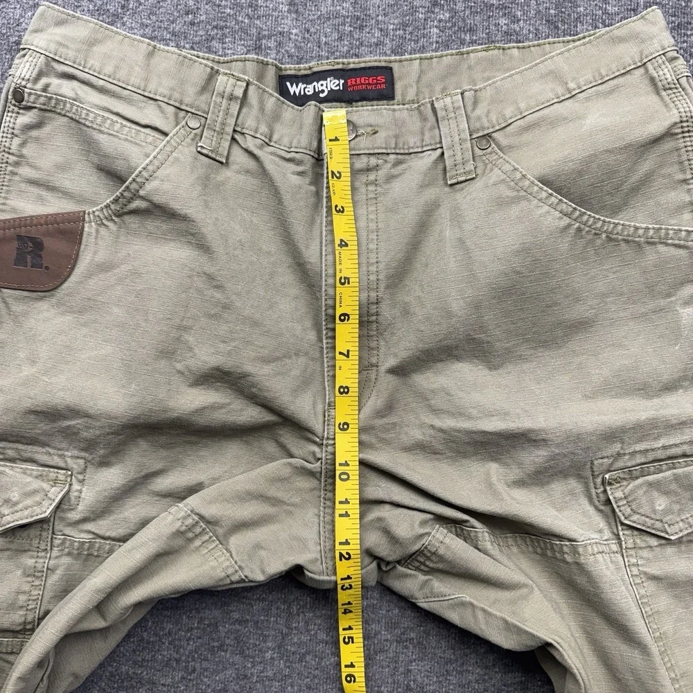 Wrangler Riggs Canvas Double Knee Cargo‎ Pants Green Carpenter Men's 38x30 Work